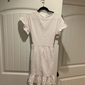 White ruffle tie dress
